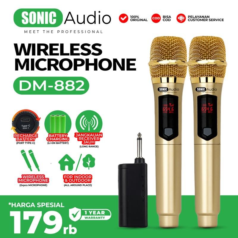 Review mic wireless murah DM-882 Gold Edition – Terjual 1.700+ Unit dalam 7 Hari, Layak Dibeli?